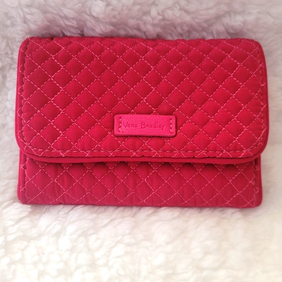 Vera Bradley Iconic Riley Compact Pink/Fuchsia Wallet EUC - Picture 4 of 5